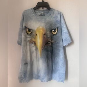 The Mountain Blue Tie-Dye Eagle Face Graphic Tee Size Large